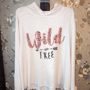 Women's Stylish Graphic long sleeve Tee with hood from White Lotus Boutique